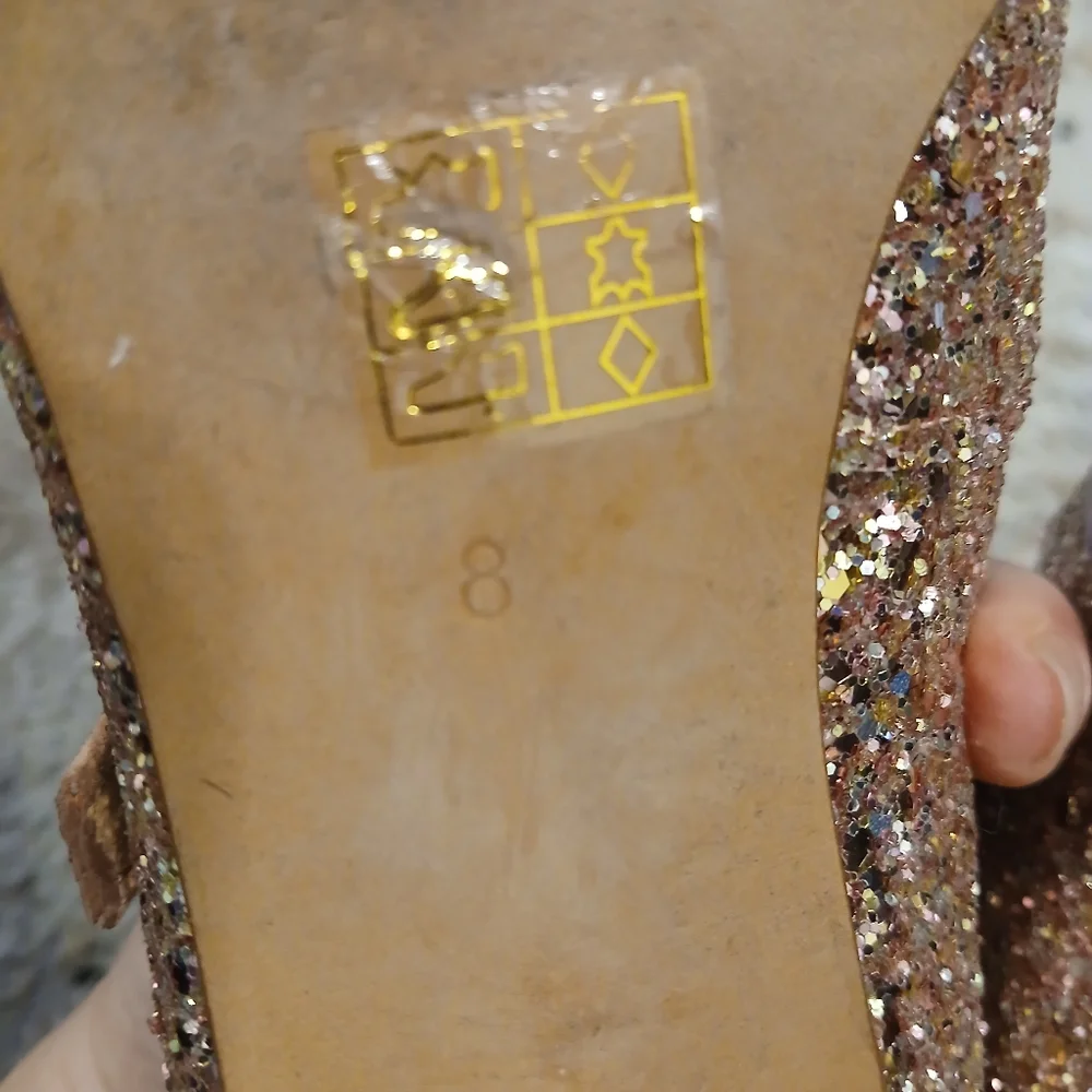 Madewell Pink Glitter Maryjane Short Heels Size 8 - Picture 3 of 9